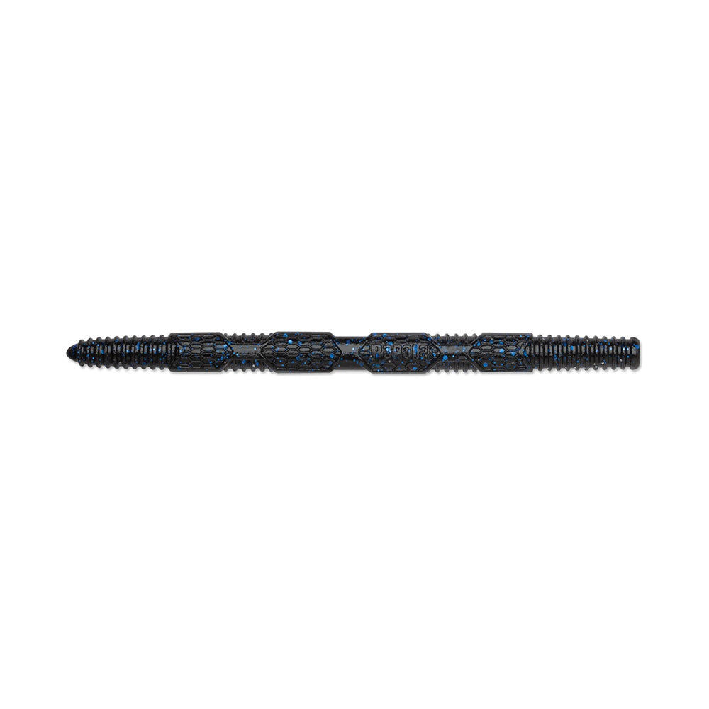 The Rapala Crush City Pigstick is a dark cylindrical massage stick by Rapala featuring textured grips and grooves. It's designed for muscle relief with raised patterns and indentations to enhance deep tissue massage.