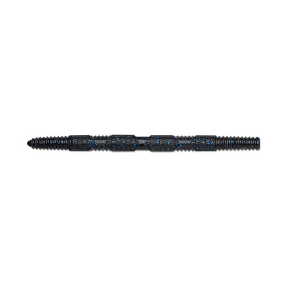 The Rapala Crush City Pigstick is a dark cylindrical massage stick by Rapala featuring textured grips and grooves. It's designed for muscle relief with raised patterns and indentations to enhance deep tissue massage.