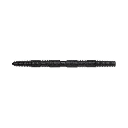 The Rapala Crush City Pigstick, a black rubber tire repair tool from the brand Rapala, features textured grips and ribbed ends expertly designed for inserting plugs into punctures.