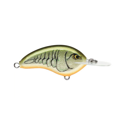 The Rapala OG Deep Tiny 7 Crankbait by Rapala is a green and yellow fish-shaped lure with a segmented pattern, tight wobble action, silver eye, and clear diving lip, shown against a white background.