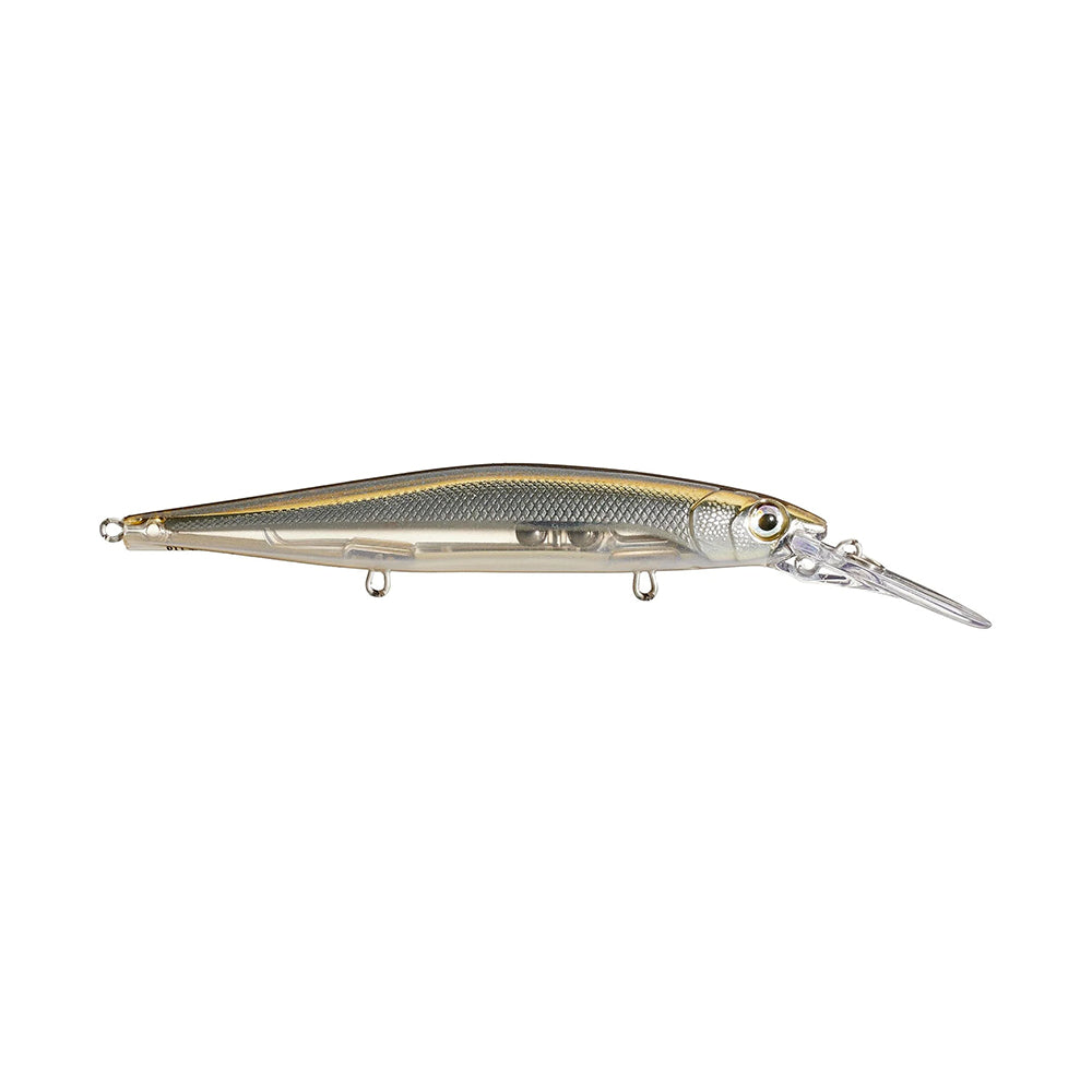 The Rapala PXR Deep Mavrik 110 Jerkbait is a metallic, fish-shaped lure from the Precision Xtreme Series, featuring a sleek body, lifelike scales, and a long clear lip to expertly mimic baitfish.