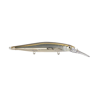 The Rapala PXR Deep Mavrik 110 Jerkbait is a metallic, fish-shaped lure from the Precision Xtreme Series, featuring a sleek body, lifelike scales, and a long clear lip to expertly mimic baitfish.