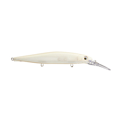 The Rapala PXR Deep Mavrik 110 Jerkbait is a white, fish-shaped lure from Rapala with a textured body, single eye, and clear front lip—engineered for effective fish-catching.