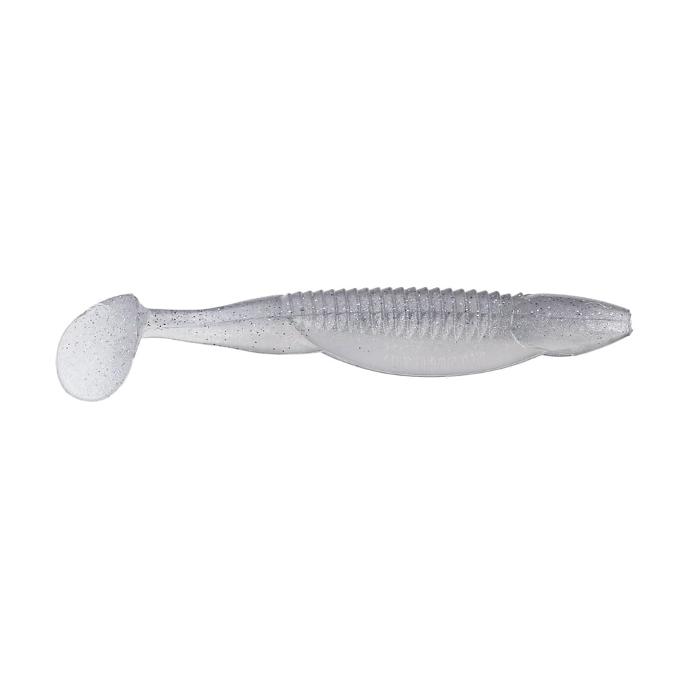 The Reaction Innovations Little Dipper Swimbaits feature a soft, translucent plastic with a ribbed, elongated body and rounded paddle tail. Its speckled and glittery design expertly mimics the movement of small fish.
