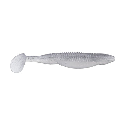 The Reaction Innovations Little Dipper Swimbaits feature a soft, translucent plastic with a ribbed, elongated body and rounded paddle tail. Its speckled and glittery design expertly mimics the movement of small fish.
