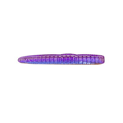 A segmented, cylindrical Roboworm NED Worm from Roboworm features a textured surface, displayed in purple and blue gradients against a plain white background.