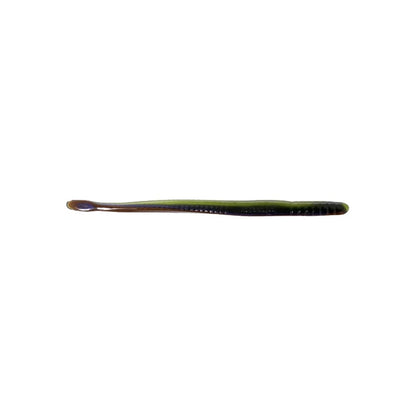 The Roboworm Fat Straight Tail Worms lure by Roboworm is a realistic, dark-colored plastic worm for fishing. It features Salt Release Technology, a tapered body, and segmented detailing on a white background.