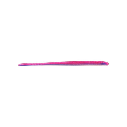A pink and blue Roboworm Fat Straight Tail Worm, made from soft plastic with Salt Release Technology, is showcased on a white background.