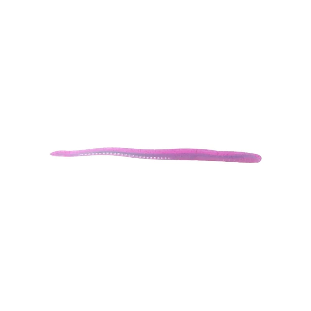 The Roboworm Fat Straight Tail Worms by Roboworm, in pink and purple plastic featuring Salt Release Technology, are elegantly displayed on a white background.
