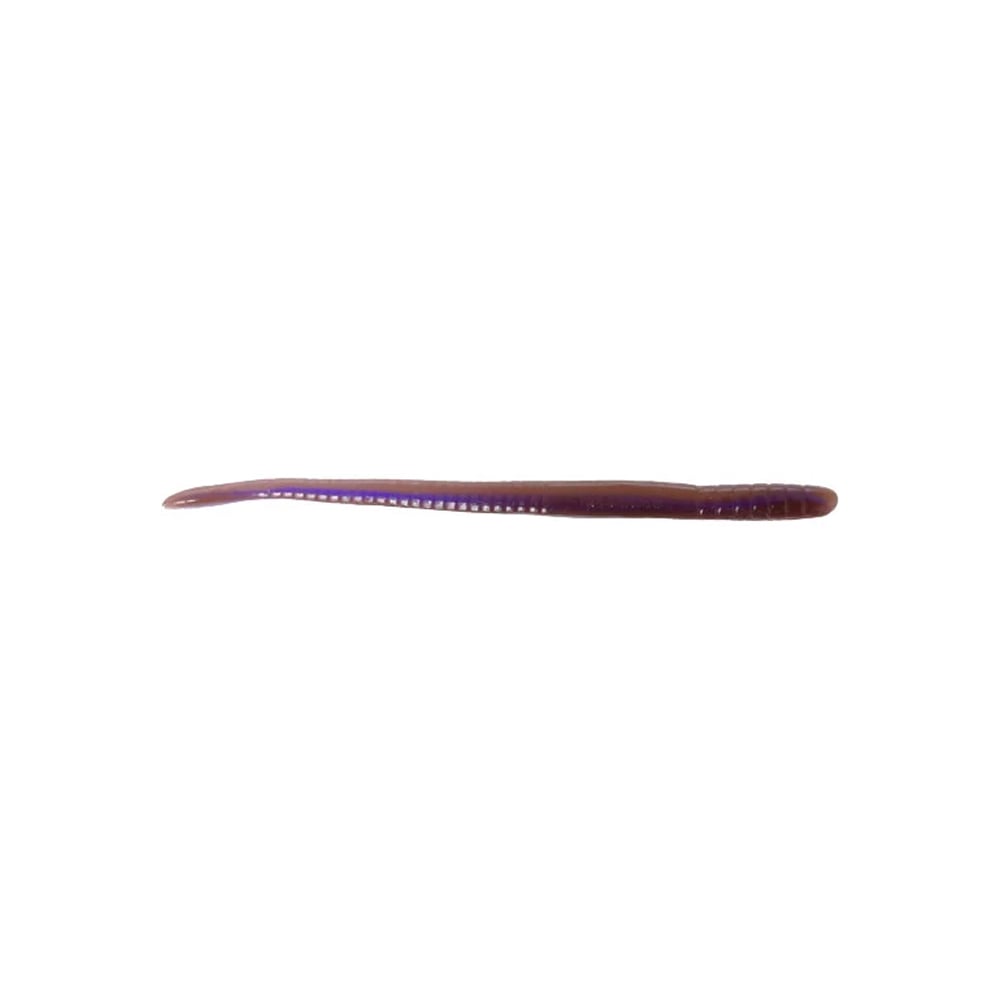 Against a plain white background lies a long, slender purple fishing lure that mimics the Roboworm Fat Straight Tail Worms by Roboworm. It boasts textured segments and innovative Salt Release Technology to boost bait attraction.
