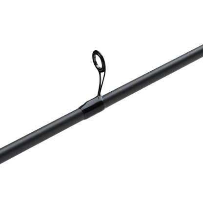A close-up of a Shimano Clarus F Spinning Rod 7'0" Medium Light (CSS70MLF) by Shimano, highlighting one of its line guides attached to the rod's shaft against a plain white background.