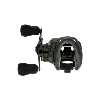 A Shimano Curado 150M Casting Reel 7.4:1 LH (CU151HGM) in black and dark green with two ergonomic handles, designed for bass fishing, shown from above on a plain white background.