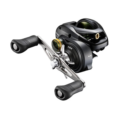 The Shimano Curado 300HGK Casting Reel (CU300HGK) features a black and silver design, dual handle grips, precision spool, adjustment knobs, and a smooth 6.6:1 gear ratio for superior casting control.