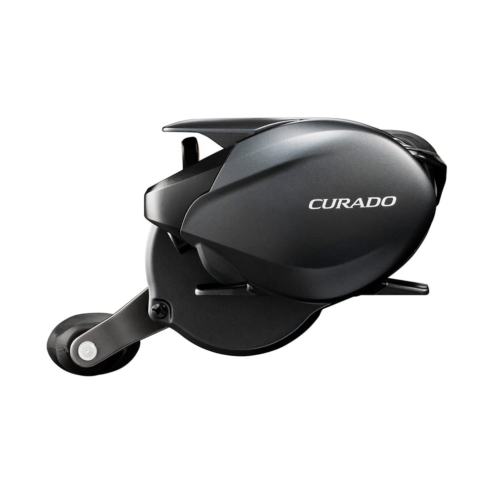 The Shimano Curado 300HGK 6.6:1 casting reel by Shimano (model CU300HGK) is shown in black against a white background, featuring a sleek, modern design with smooth rounded edges for efficient retrieves.