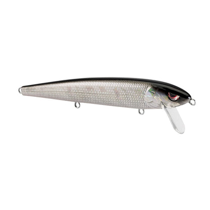 The SPRO Essential Series Zero Minnow Wakebait—a silver and black minnow-style lure with a scale pattern, clear plastic lip, and three attachment rings—ideal for bass fishing—is shown on a white background.