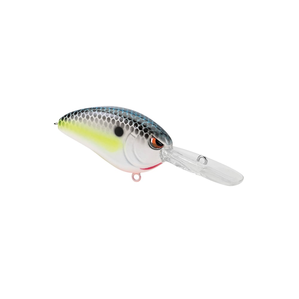 The SPRO Little John Micro DD 45 Crankbait is a micro lure designed to mimic small fish, featuring a speckled blue and black back, yellow sides, white belly, and a clear plastic bill for deep diving.