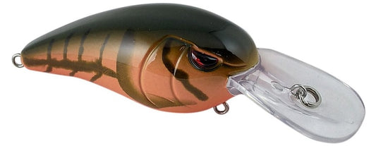 The SPRO RkCrawler 50 Crankbait is a small fish-shaped lure with a dark green and brown body, painted gills and eye, plus a transparent front lip and metal ring for easy attachment.