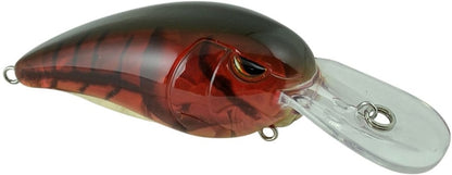 The SPRO Spro RkCrawler 50 Crankbait is a realistic red and black lure featuring a clear plastic lip, Gamakatsu treble hooks, and metal eyelets for line attachment, shown against a white background.