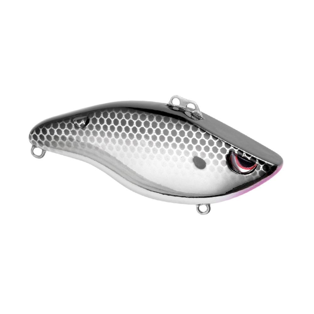 The SPRO Wameku Shad Lipless Crankbait is a metallic, fish-shaped lure with a hexagonal scale pattern, realistic eye, and top/bottom attachment loops—ideal for anglers seeking lifelike performance.