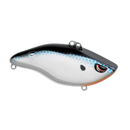 The SPRO Wameku Shad Lipless Crankbait features a silver and black body, blue scale top, black eye spot, and metal loops—perfect for mimicking baitfish on your next fishing trip.