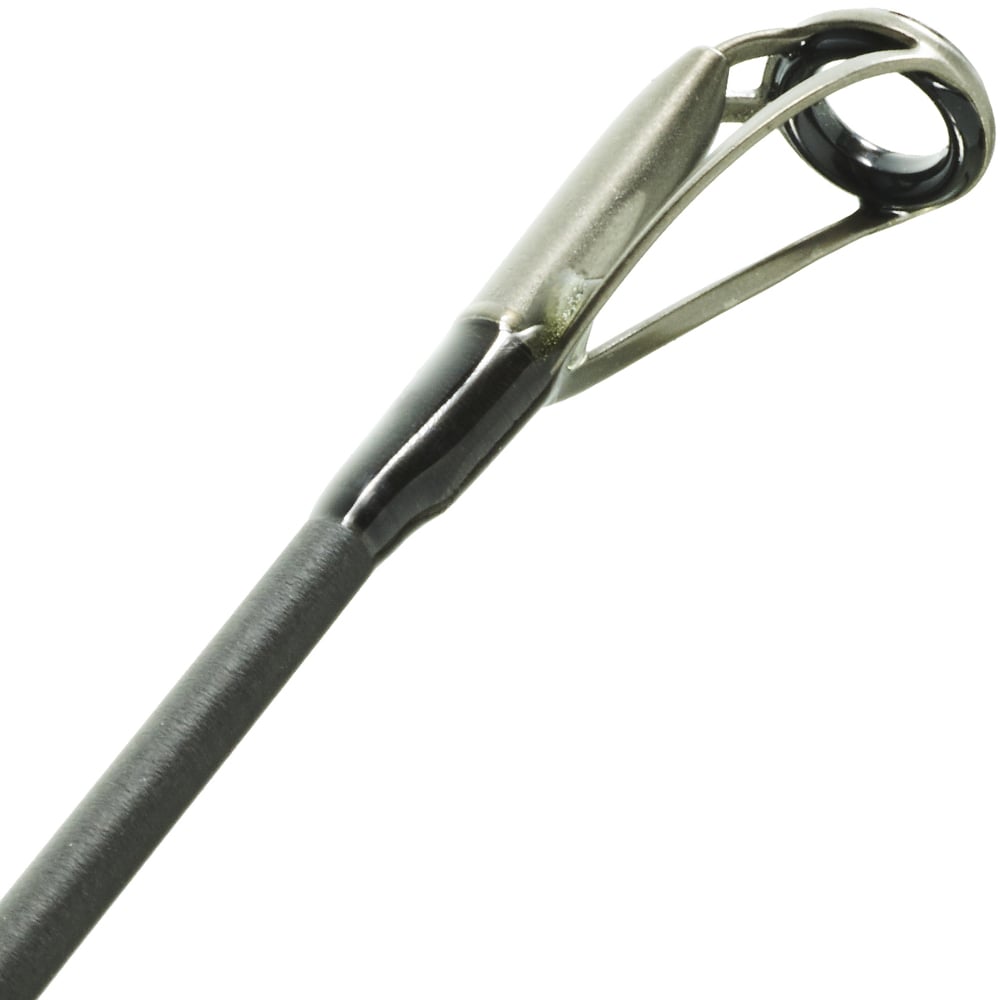Close-up of the tip of the St. Croix Avid Surf Casting Rod 11’0” Medium Heavy (VSC110MHF2), featuring the metal guide loop where fishing line passes for optimal casting distance.