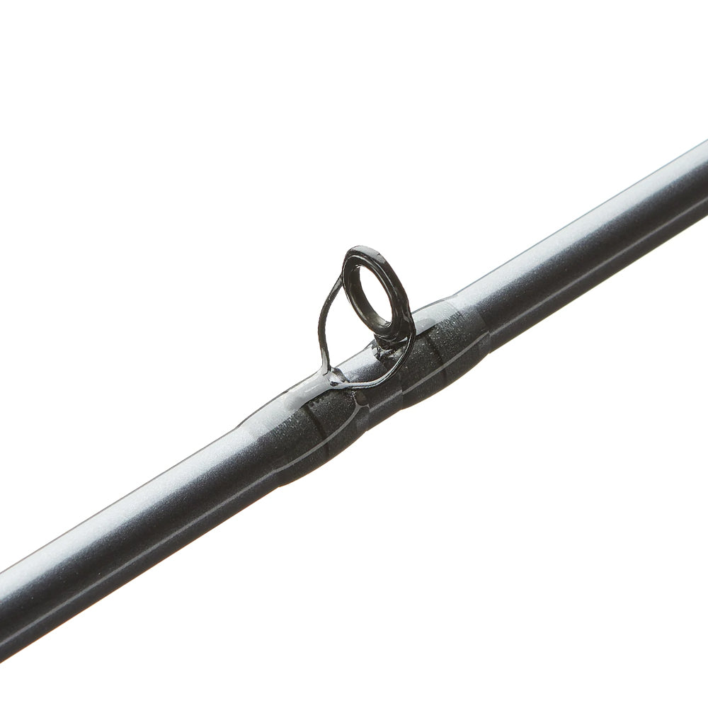 Close-up of a St. Croix Black Bass Casting Rod 7'5" Medium Heavy (RIC75MHF) highlighting one of its SCIII Carbon Fiber line guides.