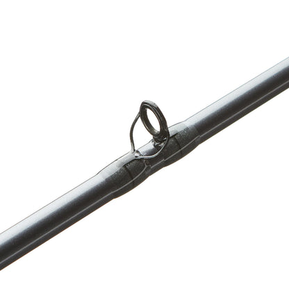 Close-up of a St. Croix Black Bass Casting Rod 7'5" Medium Heavy (RIC75MHF) highlighting one of its SCIII Carbon Fiber line guides.