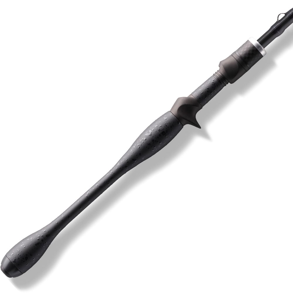 Close-up of the St. Croix Legend Xtreme 7’1” Medium Heavy Casting Rod (XFC71MHXF) handle, featuring a textured grip and trigger-style reel seat, set against a white background with a faint shadow.