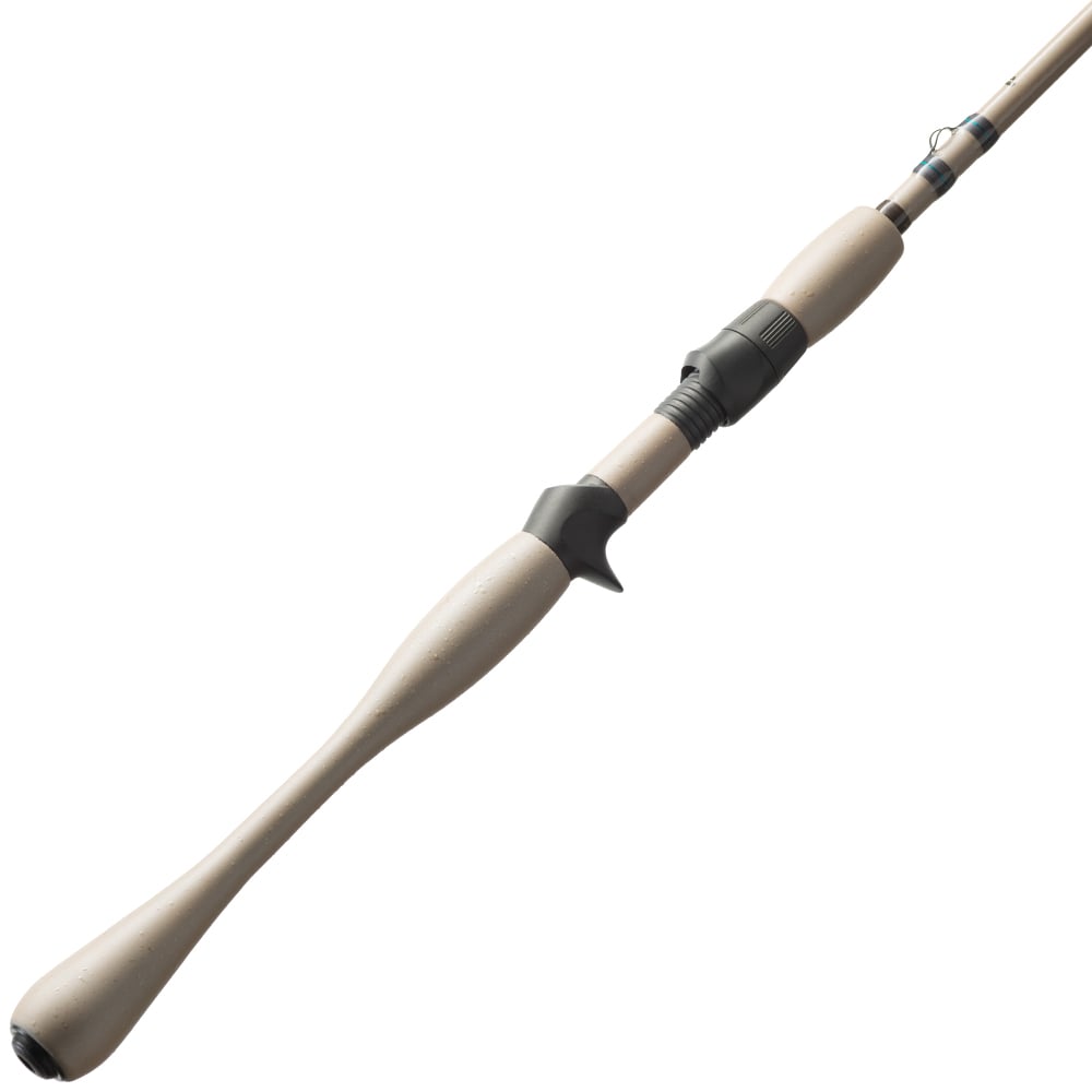 A St. Croix Legend Xtreme Inshore Casting Rod 7'0” Medium Heavy (XSC70MHF) is displayed diagonally on a white background, showcasing its contoured handle, reel seat, and line guides.