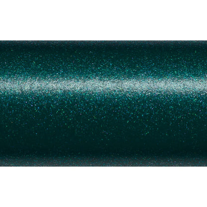 Close-up of the St. Croix Mojo Inshore Spinning Rod 6'6" Medium Heavy (JIS66MHF) by St. Croix, showing its smooth, metallic dark green surface with a subtle glittery texture.