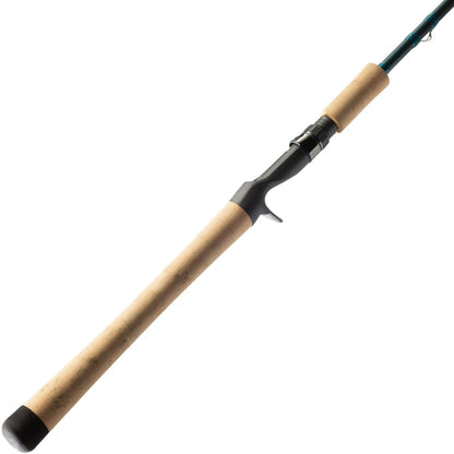 The St. Croix Mojo Inshore 7'6" medium light casting rod with a cork handle and black reel seat is shown against a white background.