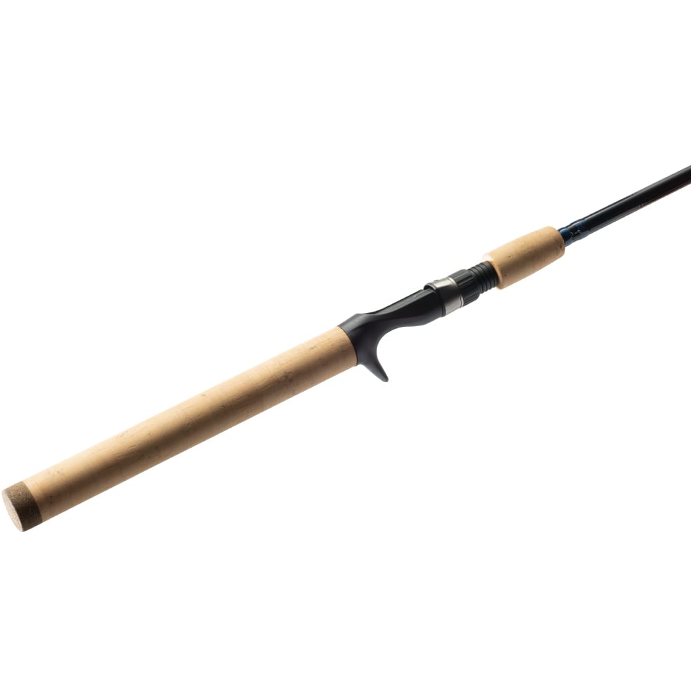 A St. Croix Triumph Casting Rod 6'0” Medium (TCR60MF) by St. Croix, featuring a cork handle and black reel seat, is partially shown against a white background.