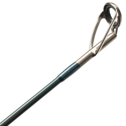 Close-up of the tip of the St. Croix Triumph Inshore Casting Rod 6'8” Medium Light (TRIC68MLMFSG), showing the guide ring—a metal loop that directs and supports the fishing line.