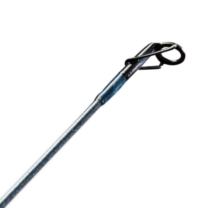 Close-up of the St. Croix Trout Series Spinning Rod 6'6" Medium Light Extra Fast 2 Piece (TFS66MLXF2) tip, featuring the metal guide ring and wrapping—ideal for devoted trout anglers.