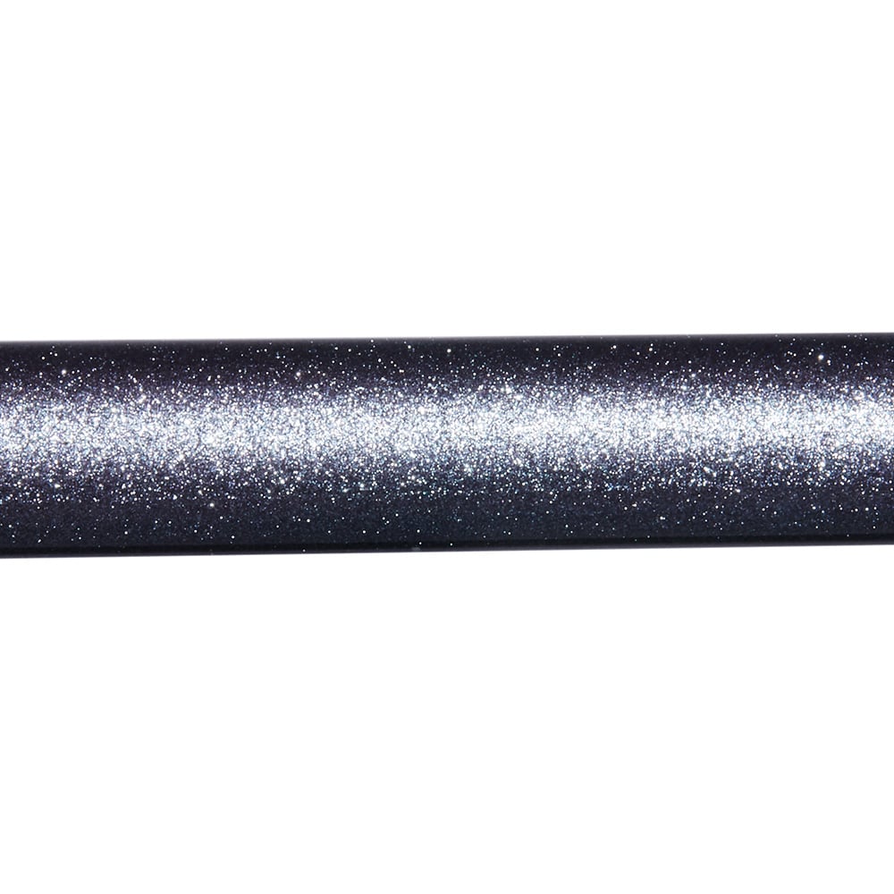 A close-up of a dark cylinder with a glittery silver surface, reminiscent of the sleek, sparkling finish on the St. Croix Trout Series Spinning Rod 7'0" Medium 2 Piece (TFS70MXF2) by St. Croix, favored by trout anglers.