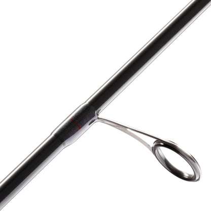 Close-up of the St. Croix Victory Spinning Rod 6'8" Medium Tactical (VTS68MXF), highlighting a metal line guide fixed to its SCIII+ carbon fiber shaft, displayed against a plain white background.
