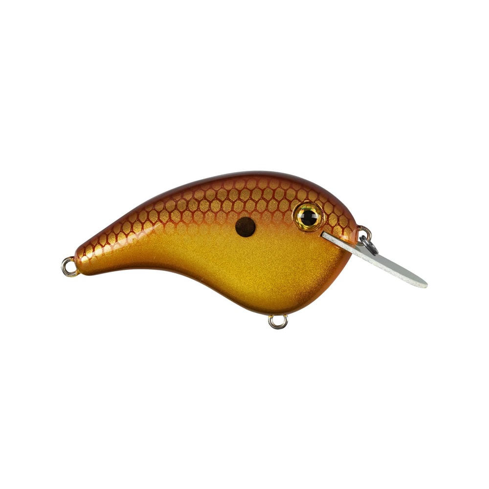 The Strike King Chick Magnet Flatside Crankbaits feature a metallic bronze, hexagonal pattern with a round, curved body, realistic fish eye, and silver lip, making them irresistible to predators.