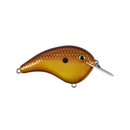 The Strike King Chick Magnet Flatside Crankbaits feature a metallic bronze, hexagonal pattern with a round, curved body, realistic fish eye, and silver lip, making them irresistible to predators.