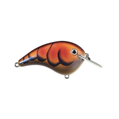 Introducing the Strike King Chick Magnet Flatside Crankbaits, a flat-sided crankbait with a fish-like shape. It showcases a brown-to-orange gradient, black scales and markings, along with a shiny eye. Includes metal lip for optimal diving and convenient front and bottom attachment loops.
