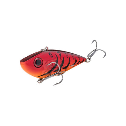 Explore the Strike King Red Eye Shad Tungsten 2 Tap, a striking lipless crankbait designed with a realistic fish shape, red and orange gradient body, and bold black stripes. Featuring two treble hooks, a glossy finish, and round black eye, it's ideal for attracting your next big catch.
