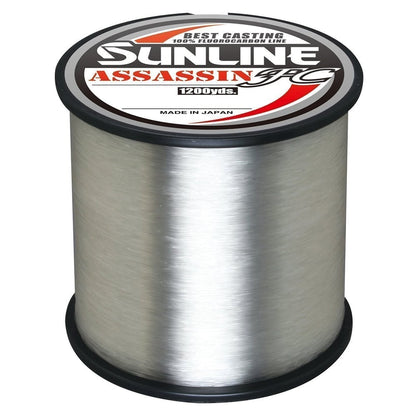 The Sunline Assassin FC Fluorocarbon Line, crafted in Japan, offers a 100% fluorocarbon composition and spans 1200 yards. This sleek silver spool includes Pion Technology for superior performance under the renowned Sunline brand.