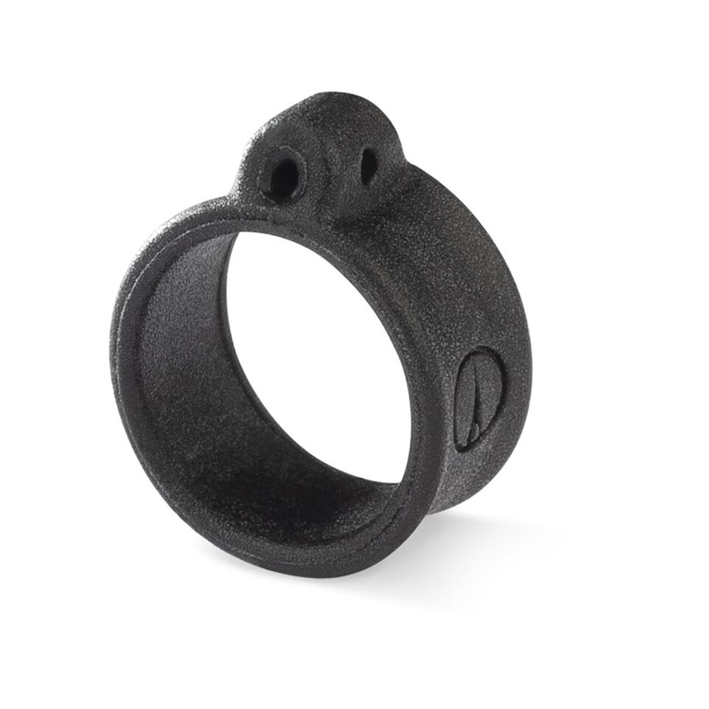A black, cylindrical attachment with a loop and raised section on top for cameras or accessories. It has a rough texture and features similar practicality to VMC Crossover Rings, including a small slot on the side.