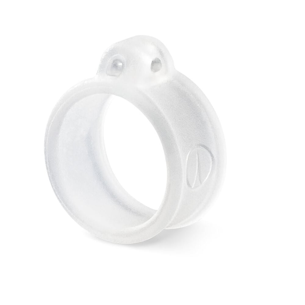 The VMC Crossover Rings, by VMC, feature a transparent silicone design with circular smoothness and small top protrusions. Their flexible and shiny surface stands out elegantly against the plain white background.