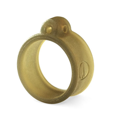 The VMC Crossover Rings feature a small tab and hole on the top side, with a circular imprint on their translucent surface, ideal for wacky or neko rigging. They sit elegantly against a plain white background.