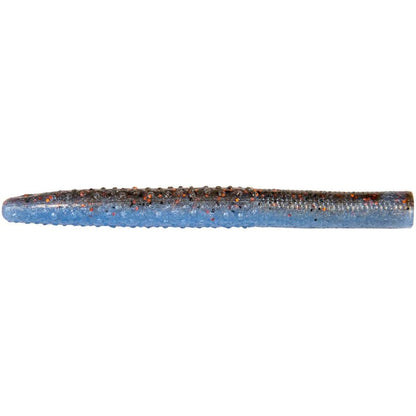 The Z-Man Big TRD lure features an elongated, textured design in speckled blue and dark gray with red and black dots, perfect for Power Finesse ShroomZ techniques.