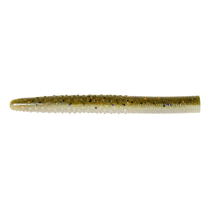 Experience the finesse fishing edge with the Z-Man Big TRD. Made from ElaZtech, this soft plastic bait features a ribbed texture and golden-brown color with sparkles, expertly crafted to mimic baitfish and enhance your fishing adventure.