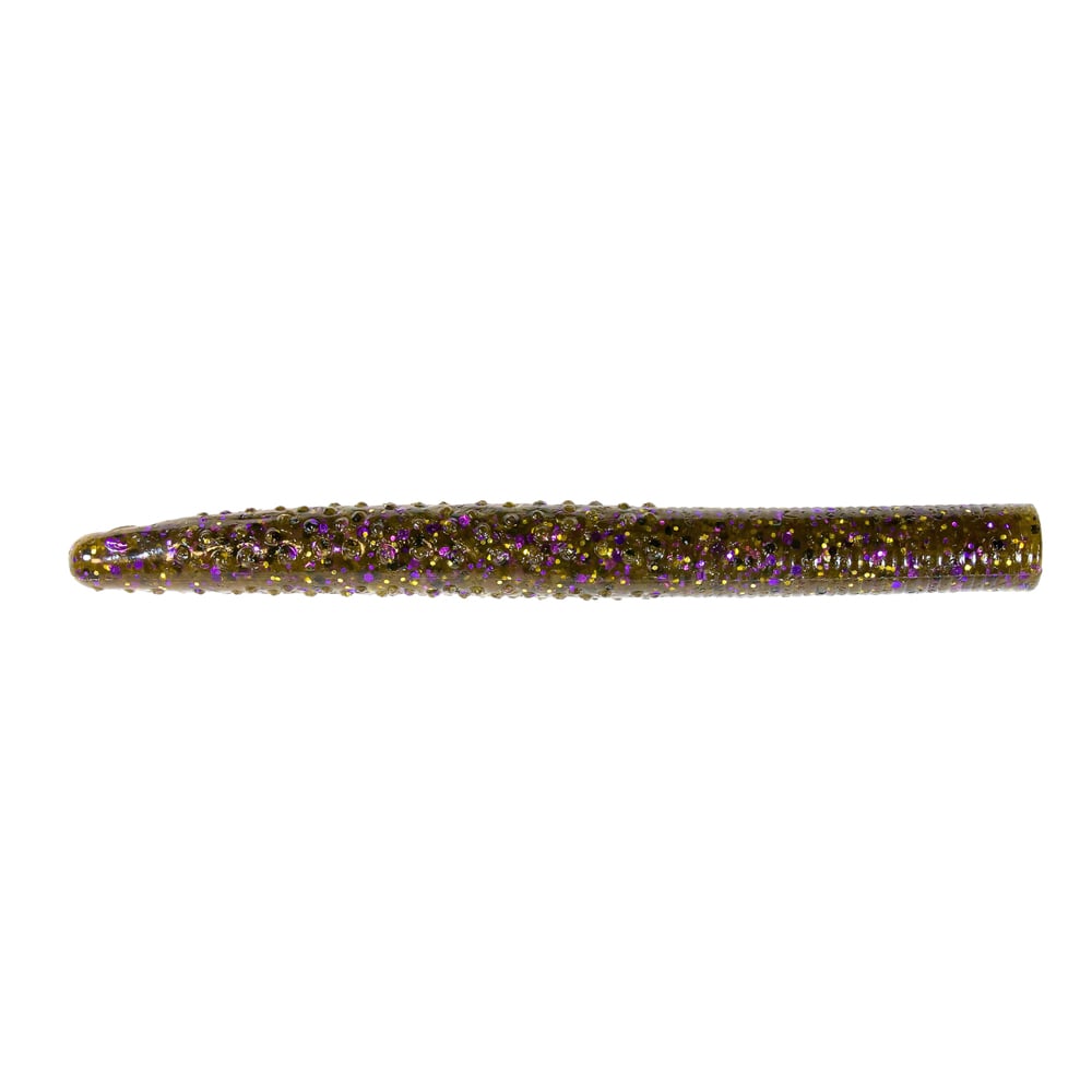 The Z-Man Big TRD is a brown, cylindrical fishing lure with ElaZtech construction, featuring textured bumps and purple speckles—ideal for finesse fishing enthusiasts seeking the ultimate experience.