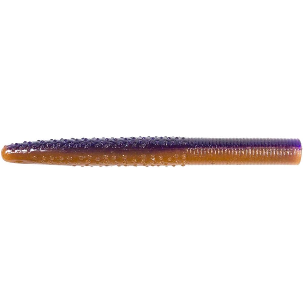 The Z-Man Big TRD by Z-Man is a two-toned, ribbed fishing lure made from ElaZtech, featuring a purple top and orange bottom with textured bumps for an irresistible attraction.