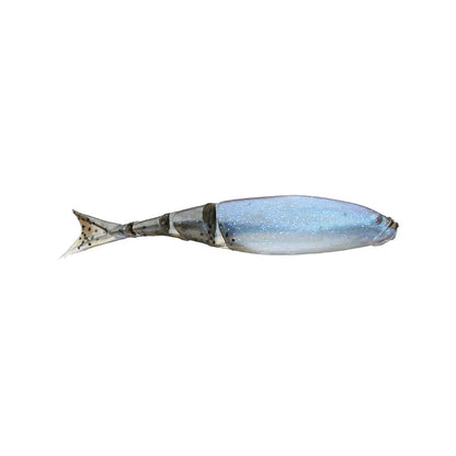 The Z-Man Razor Shadz fishing lure features a metallic body transitioning from silver to blue and a segmented tail for lifelike movement. Ideal as a bladed swim jig trailer, it enhances any angler's arsenal.