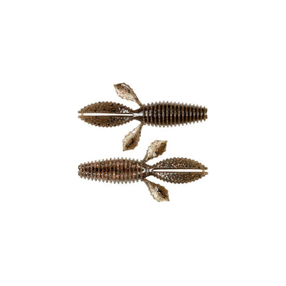 Two bronze-colored metal hair clips, shaped like corn ears with leaves and a ribbed texture, closely resemble Z-Man's TRD Bugz softbaits. Placed parallel on a white background, they capture the detail and appeal favored by bass anglers.